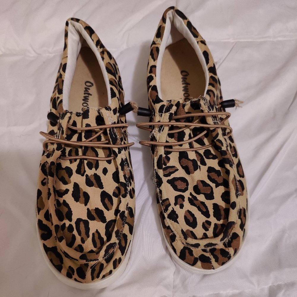 Leopard Print Canvas Slip On Shoes